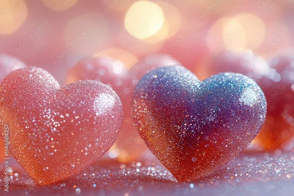 Obraz premium Candies arranged on a table, heart-shaped confections