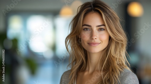 Young woman smiling in soft light with natural backgrounds