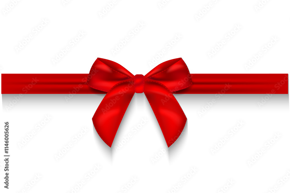 Elegant red ribbon and bow isolated on white Elegant red ribbon and bow isolated on white