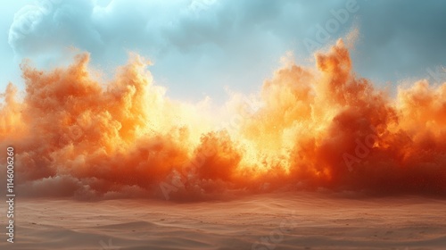 Wallpaper Mural Fiery desert storm: dramatic clouds and sandy terrain under brilliant sky Torontodigital.ca