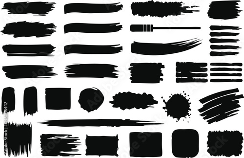 ink splatter set paint brush stroke kit vector