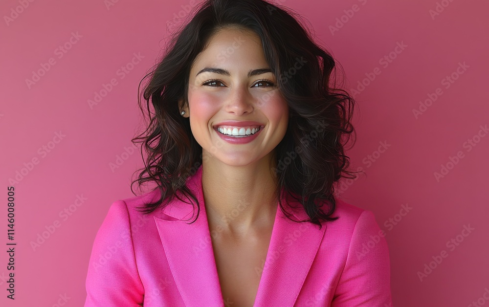A woman with a suit is smiling for the camera A woman with a suit is smiling for the camera