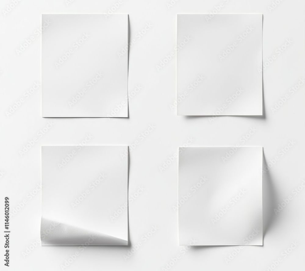 4 white sticky notes isolated on the background. 4 white sticky notes isolated on the background.