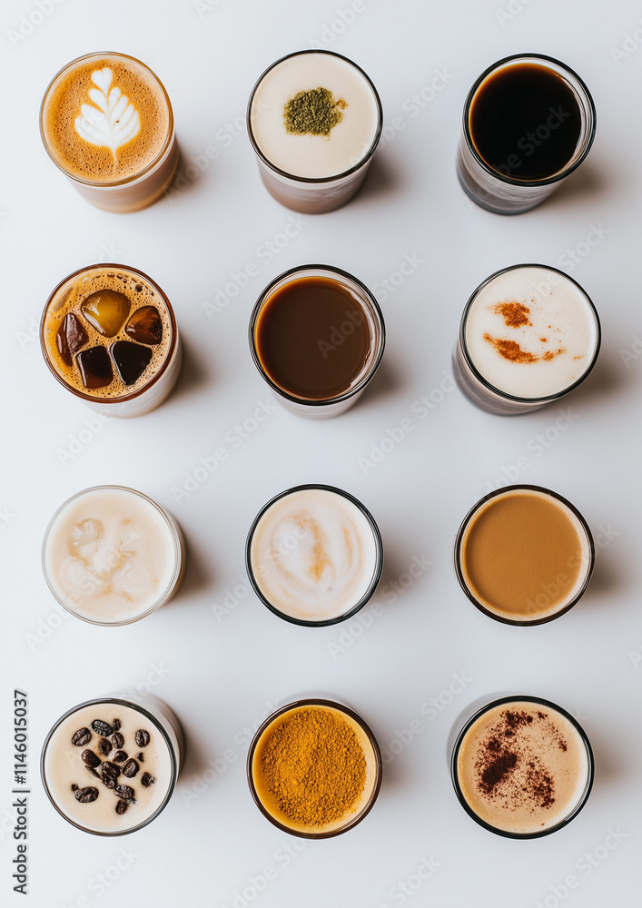 Cafe coffee beverage, coffee beverage in a glass cup Cafe coffee beverage, coffee beverage in a glass cup