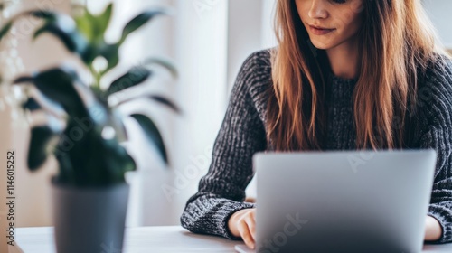 The girl is opening her laptop to work. The girl is working online