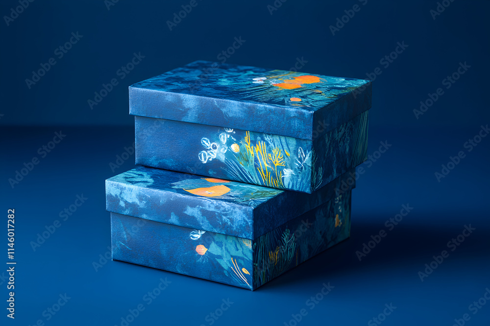 Obraz premium Creative decorative storage boxes studio product photography artistic close-up home organization inspiration