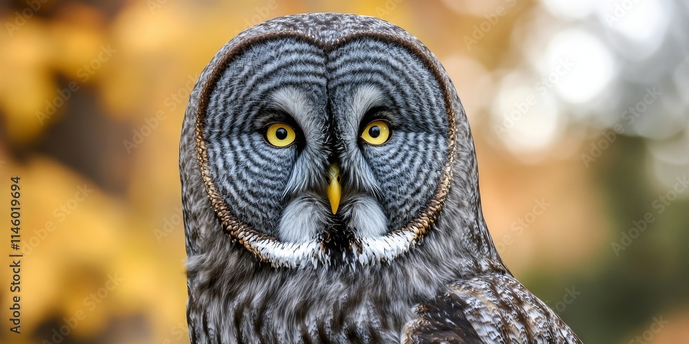 A close up image showcasing an adult great gray owl, highlighting the distinctive features and striking appearance of this magnificent great gray owl in its natural setting. A close up image showcasing an adult great gray owl, highlighting the distinctive features and striking appearance of this magnificent great gray owl in its natural setting.