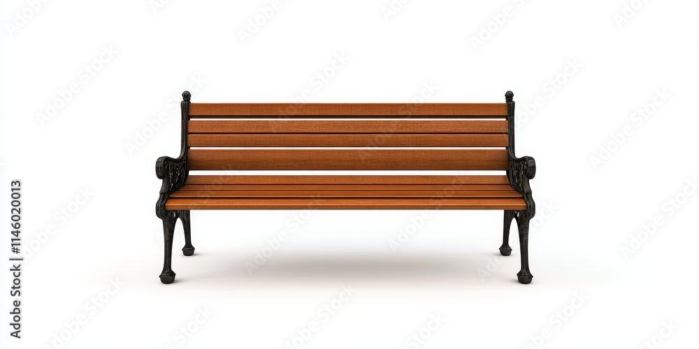 Isolated park bench on a white background, offering a timeless and versatile representation of a park bench for various design needs and concepts focusing on outdoor urban furniture. Isolated park bench on a white background, offering a timeless and versatile representation of a park bench for various design needs and concepts focusing on outdoor urban furniture.