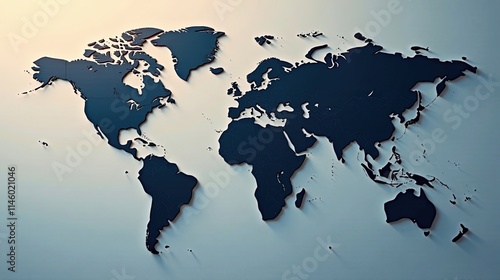 Fototapeta Naklejka Na Ścianę i Meble -  Embossed World Map A Global Perspective on Interconnectivity