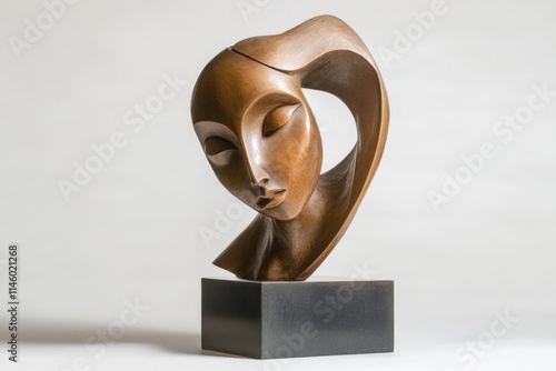 A bronze sculpture depicting a woman's face photo