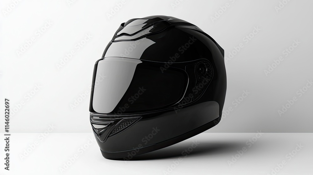 A sleek black motorcycle helmet designed for safety and style. A sleek black motorcycle helmet designed for safety and style.