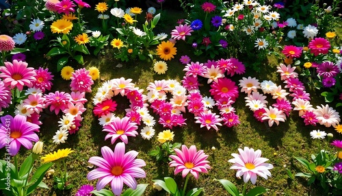 Colorful Flowers Arranged To Spell Mom In Garden