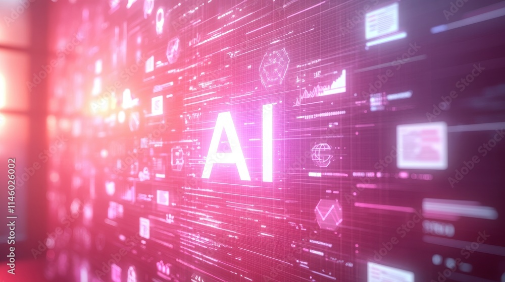 A computer screen with a pink background and a large white letter A. Generative AI A computer screen with a pink background and a large white letter A. Generative AI