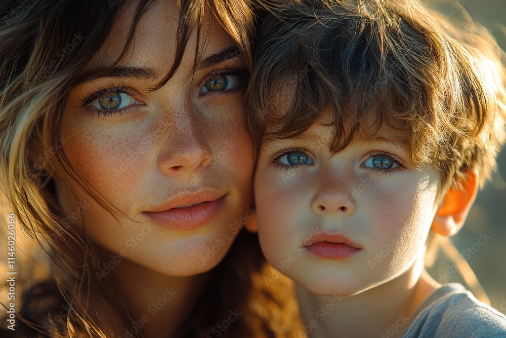 A mother-daughter duo smiling together in a bright setting A mother-daughter duo smiling together in a bright setting