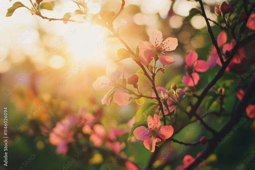 A close-up shot of a tree's branches covered in vibrant pink flowers A close-up shot of a tree's branches covered in vibrant pink flowers