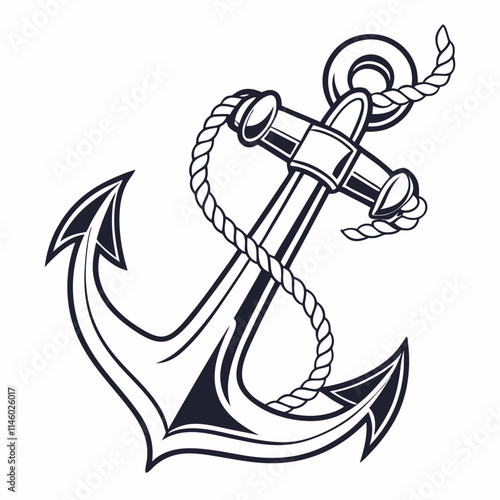 anchor stencil symbol with rope 
