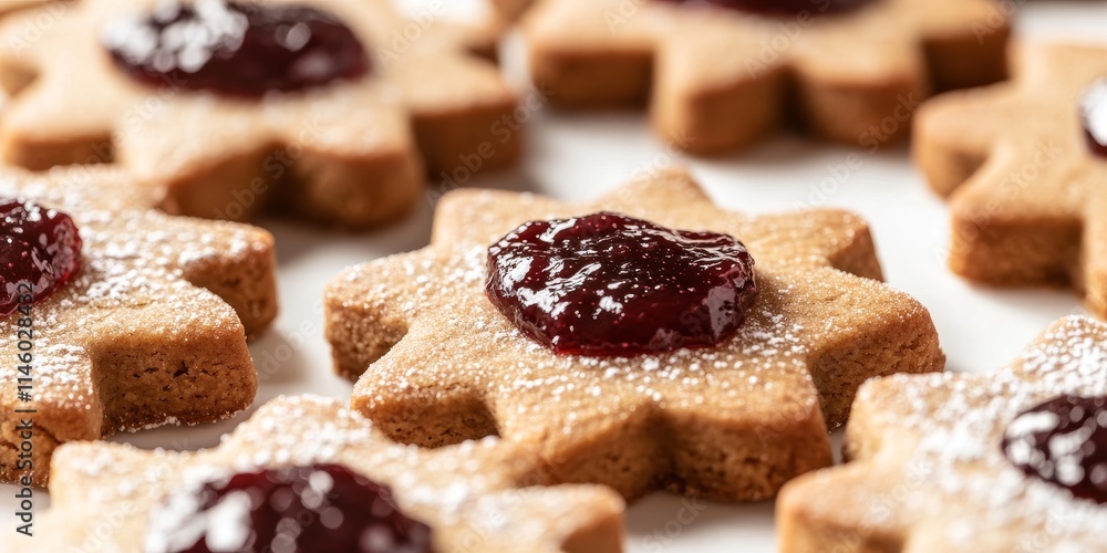 Close up view of gingerbread filled with jam, beautifully displayed in isolation on a white background, showcasing the delicious details of gingerbread and jam for a tempting treat. Close up view of gingerbread filled with jam, beautifully displayed in isolation on a white background, showcasing the delicious details of gingerbread and jam for a tempting treat.
