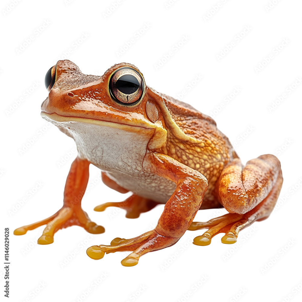 Angled view full body shot of a hyperrealistic Cinnamon Frog animal isolated on a white transparent background Angled view full body shot of a hyperrealistic Cinnamon Frog animal isolated on a white transparent background