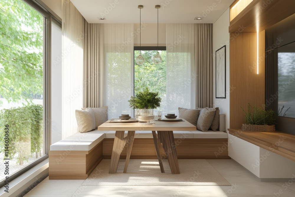 Fototapeta premium Charming and Stylish Elegant Dining Nook Ideal for Cozy Gatherings and Family Meals