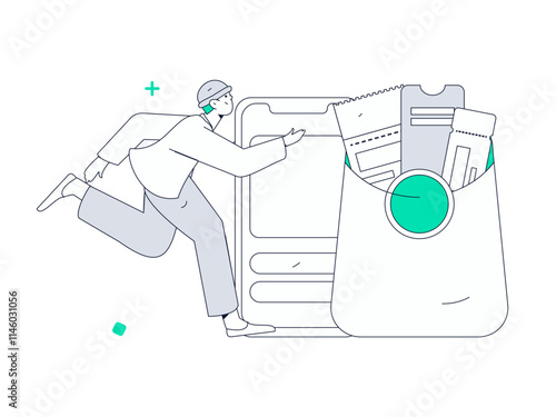 Use red envelopes to attract new customers and promote activity. Flat vector character concept illustration
