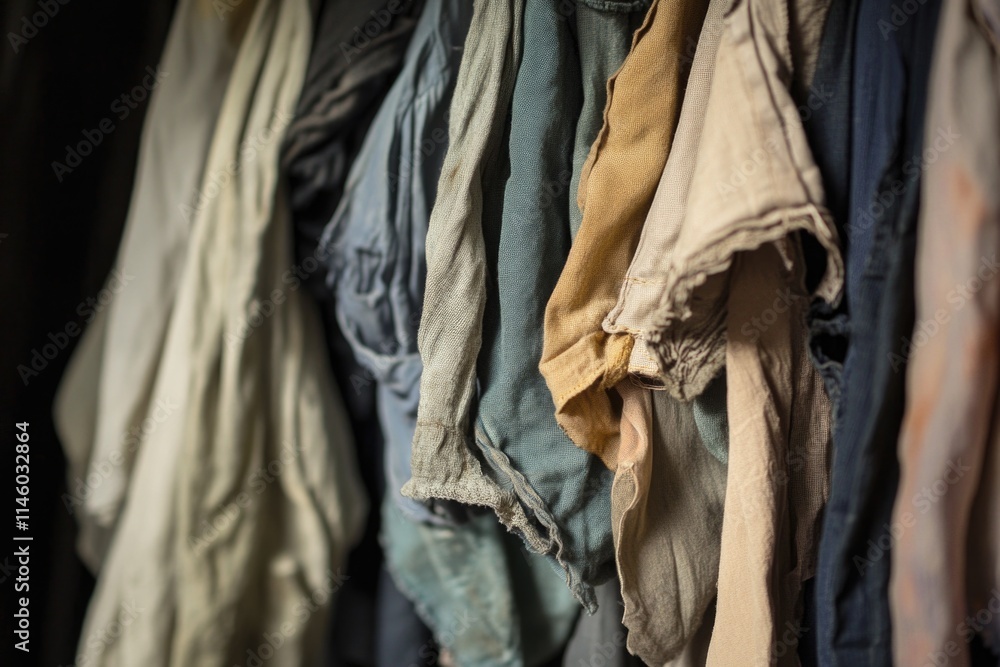 Fototapeta premium A rack with multiple clothes items hanging from hooks, ready for use or storage