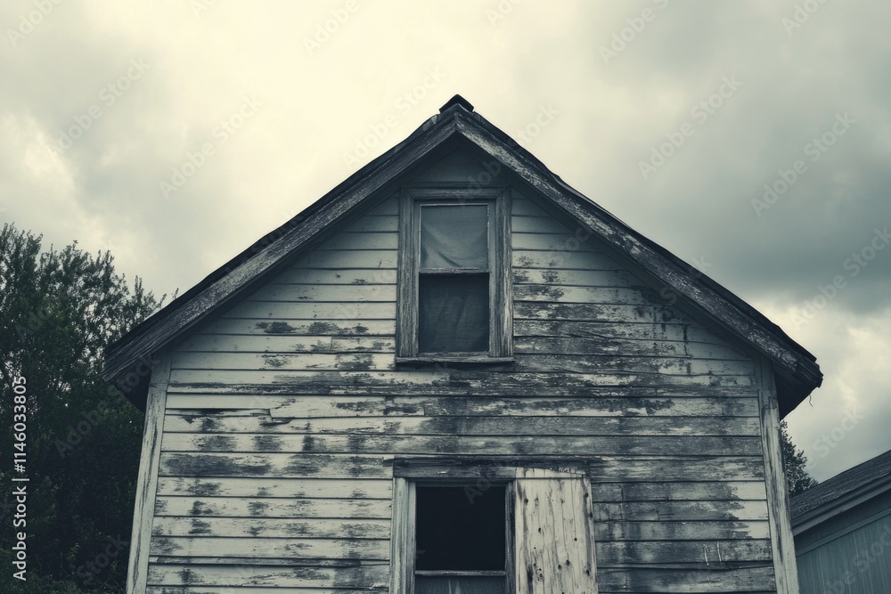 Abandoned home with a damaged pane