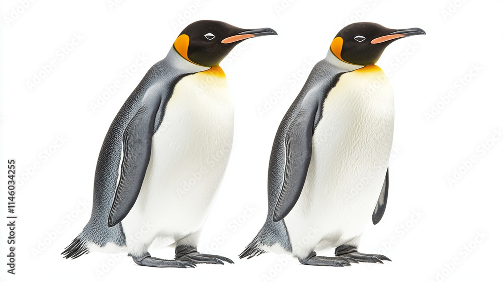 Fototapeta premium Emperor penguins standing together, showcasing their unique features and colors