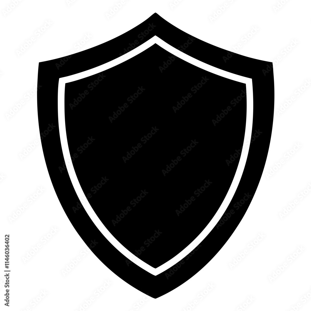 Shield icon vector silhouette on white background Shield icon vector silhouette on white background