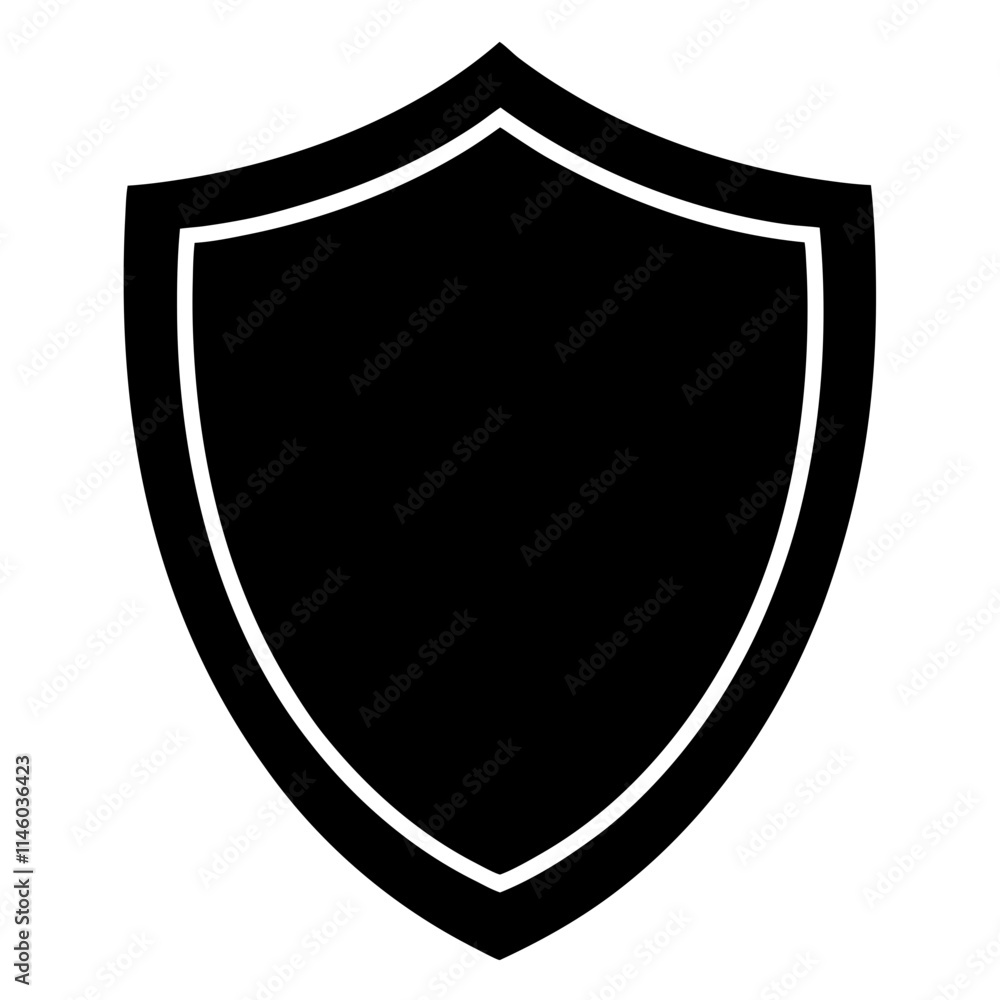 Shield icon vector silhouette on white background Shield icon vector silhouette on white background