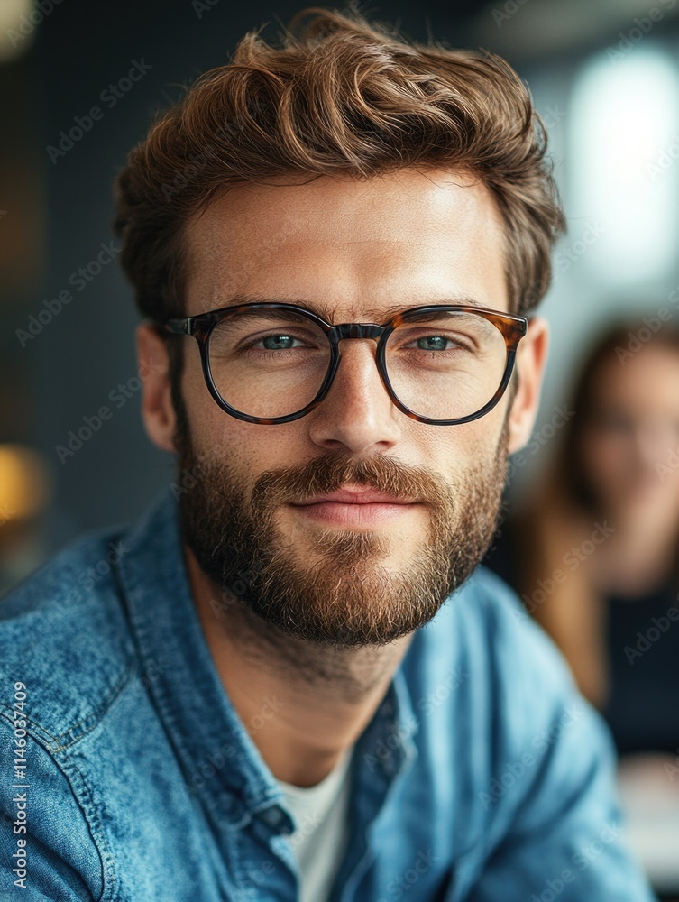 Professional Businessman with Beard, Eyeglasses, and Casual Attire Professional Businessman with Beard, Eyeglasses, and Casual Attire