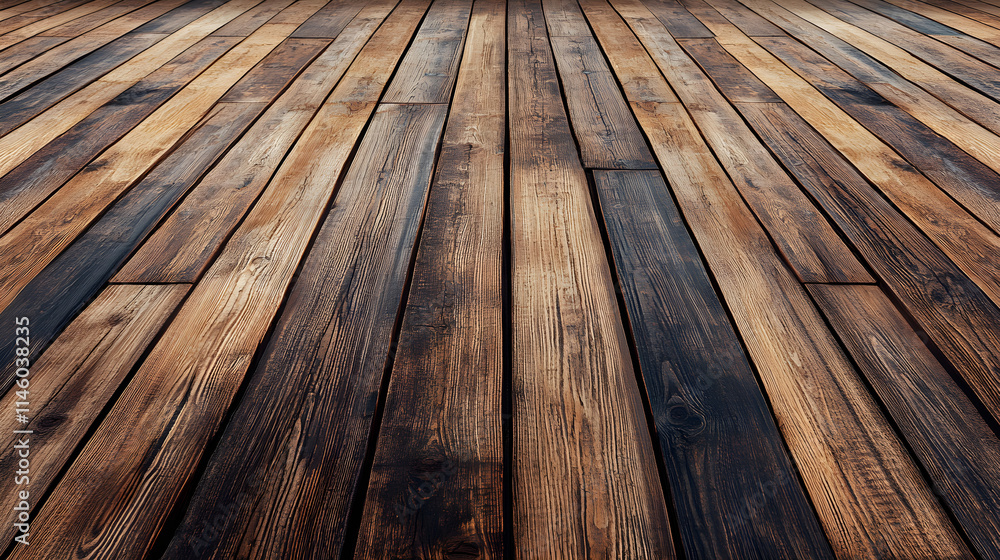 High-Quality Close-Up of Wooden Floor with Distinct Grain Pattern, Showcasing Natural Texture and Color Variations for Interior Design and Architecture Projects