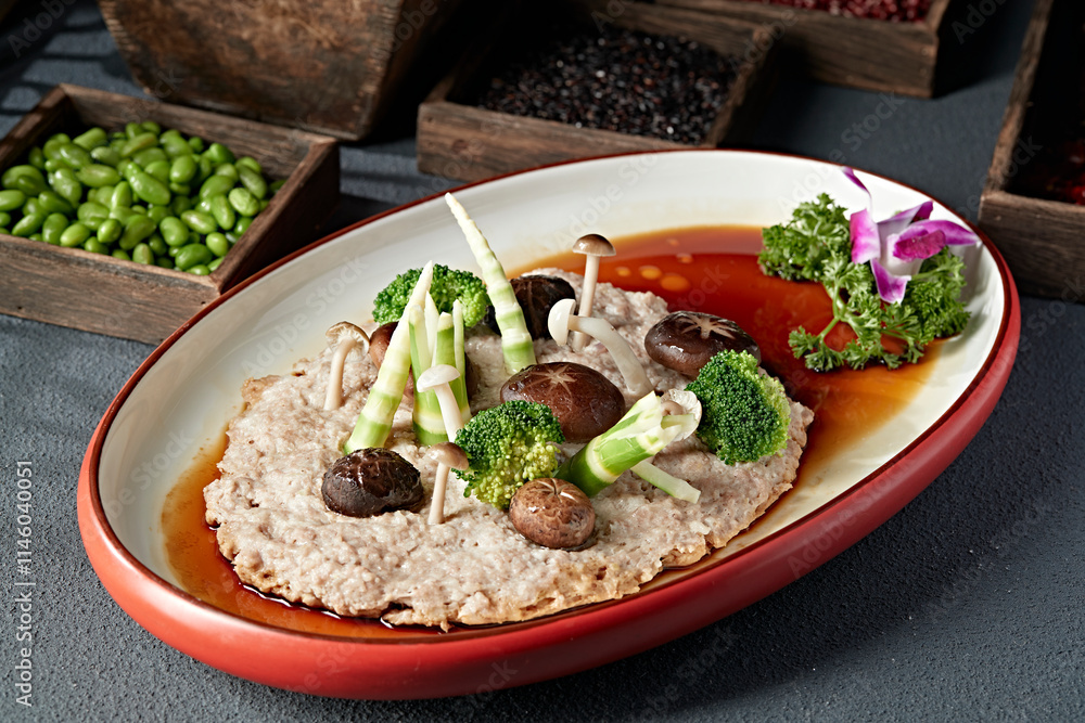 Steamed Minced Pork with Vegetables and Mushrooms Steamed Minced Pork with Vegetables and Mushrooms