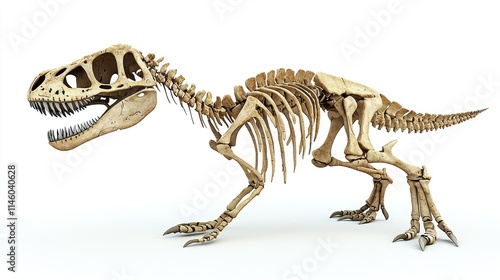Fototapeta Naklejka Na Ścianę i Meble -  A detailed dinosaur skeleton model, likely representing a Tyrannosaurus rex for educational purposes.