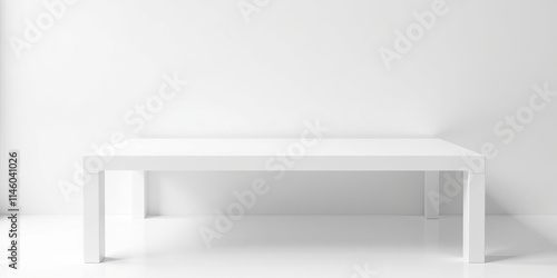 Wallpaper Mural Simple White Table Against a Blank Wall, Ideal for Product Placement and Minimalist Designs Torontodigital.ca