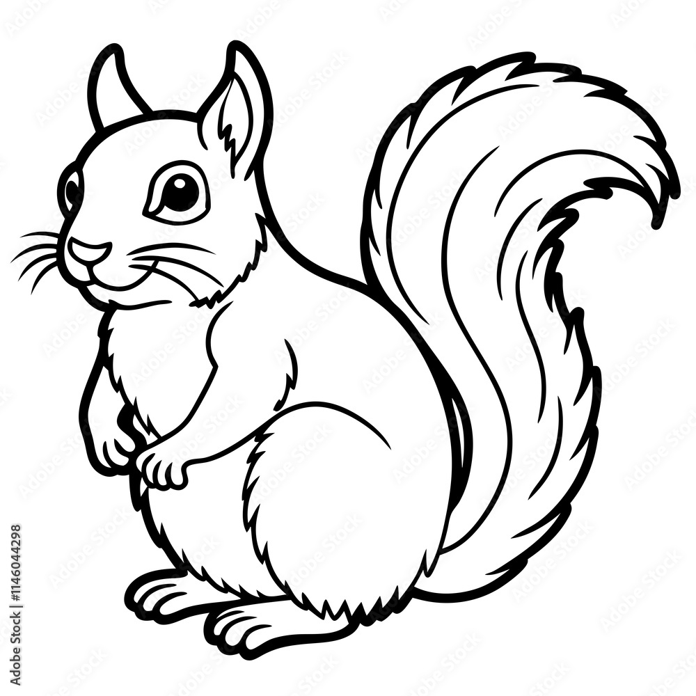 Cute Squirrel Silhouette line art black vector illustration
Cute Squirrel Silhouette line art black vector illustration