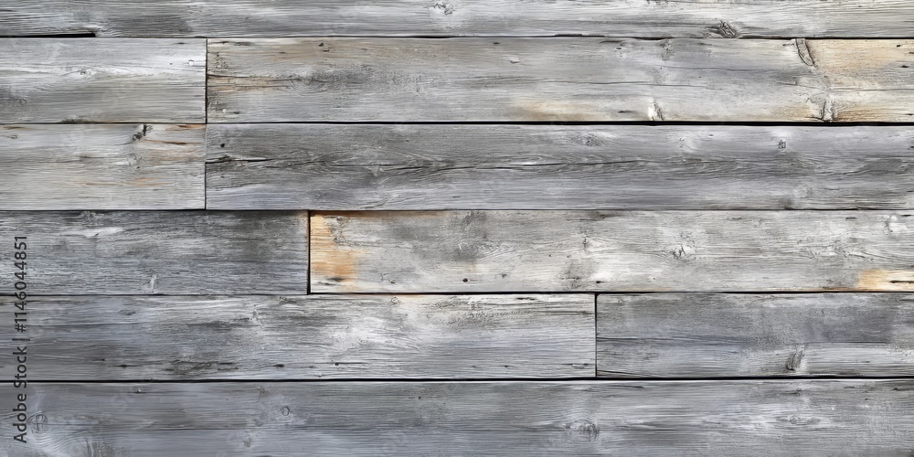 Naklejka premium Textured gray wood planks create a rustic and versatile background, perfect for showcasing various designs or projects. This gray wood planks background adds depth and warmth to any visual.