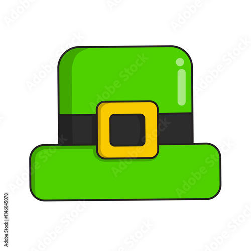 Green hat vector cartoon with gold belt buckle