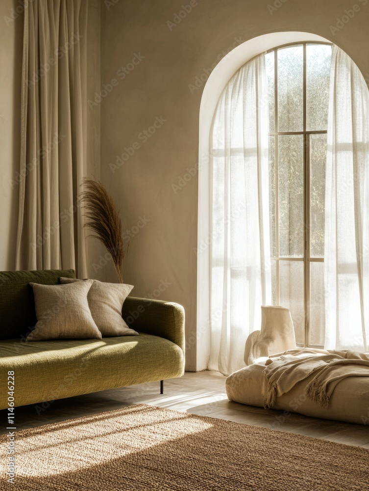Sunlit Living Room with Large Window Sunlit Living Room with Large Window