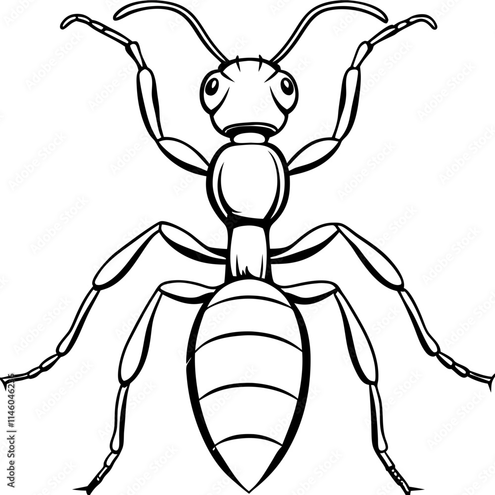 Cute Ant Silhouette line art black vector illustration Cute Ant Silhouette line art black vector illustration