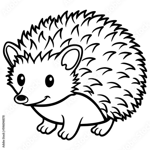Cute Hedgehog Silhouette line art  black vector illustration