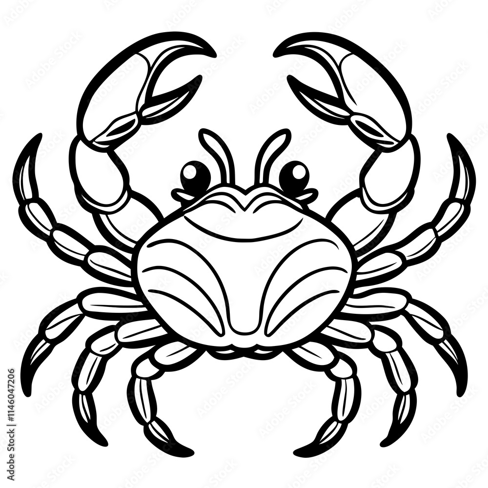 Cute Crab Silhouette line art black vector illustration Cute Crab Silhouette line art black vector illustration