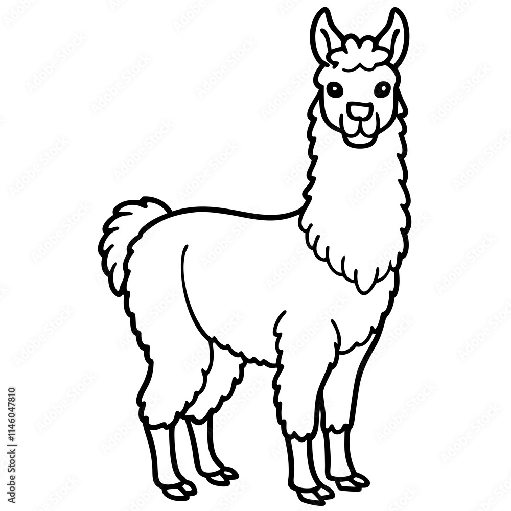 Cute Llama Silhouette line art black vector illustration
Cute Llama Silhouette line art black vector illustration
