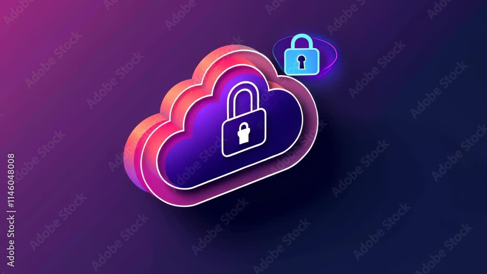 A colorful digital representation of a cloud with a padlock, illustrating the concept of cloud security in a modern design against a dark backdrop. A colorful digital representation of a cloud with a padlock, illustrating the concept of cloud security in a modern design against a dark backdrop.