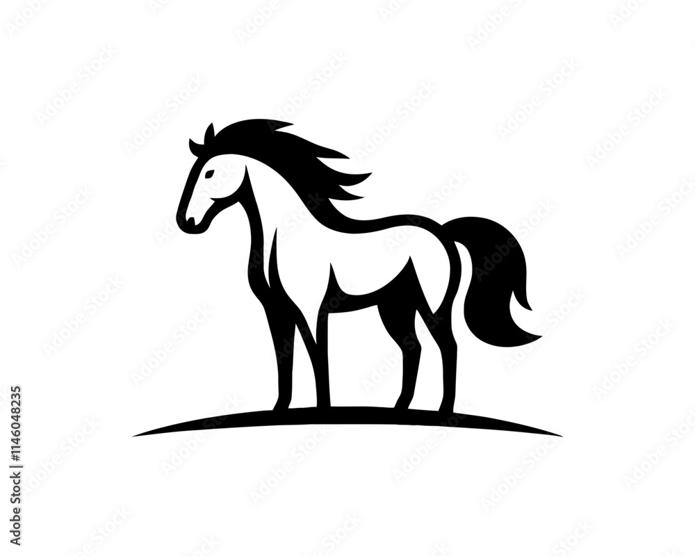 Fototapeta premium Horse logo design icon symbol vector illustration. Horsepower silhouette logo. Animal logo. Black color horse icon logo vector template.