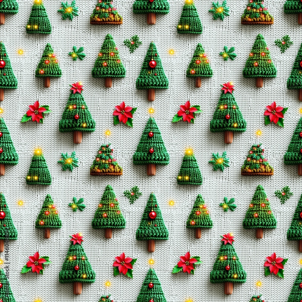 Festive Christmas Tree Pattern: A charming and festive seamless pattern featuring miniature Christmas trees adorned with twinkling lights and ornaments, creating a joyful and celebratory atmosphere. Festive Christmas Tree Pattern: A charming and festive seamless pattern featuring miniature Christmas trees adorned with twinkling lights and ornaments, creating a joyful and celebratory atmosphere.