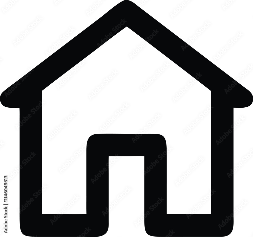 Home page icon. House black pictogram. Building silhouette symbol. Vector isolated on white