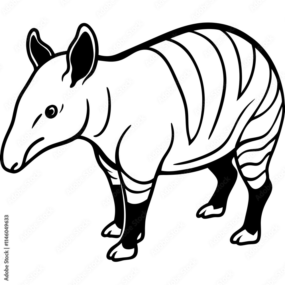 Cute Tapir Silhouette line art black vector illustration Cute Tapir Silhouette line art black vector illustration
