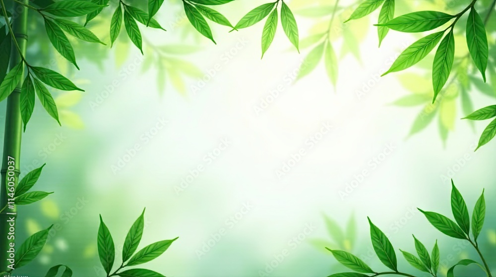 Serene Bamboo and Lush Greenery Frame a Soft, Tranquil Background Ideal for Wellness and Nature Themes Serene Bamboo and Lush Greenery Frame a Soft, Tranquil Background Ideal for Wellness and Nature Themes