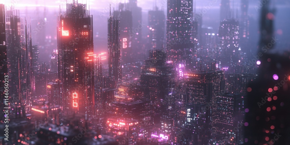 Cyberpunk Cityscape at Dusk Cyberpunk Cityscape at Dusk