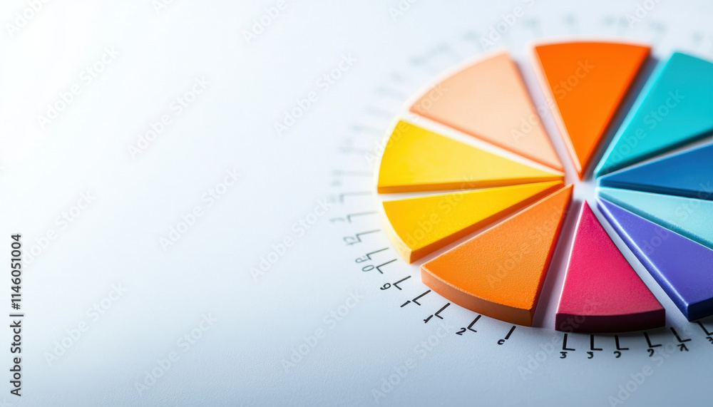 Obraz premium Vibrant pie chart showcasing diversified investment segments and colors